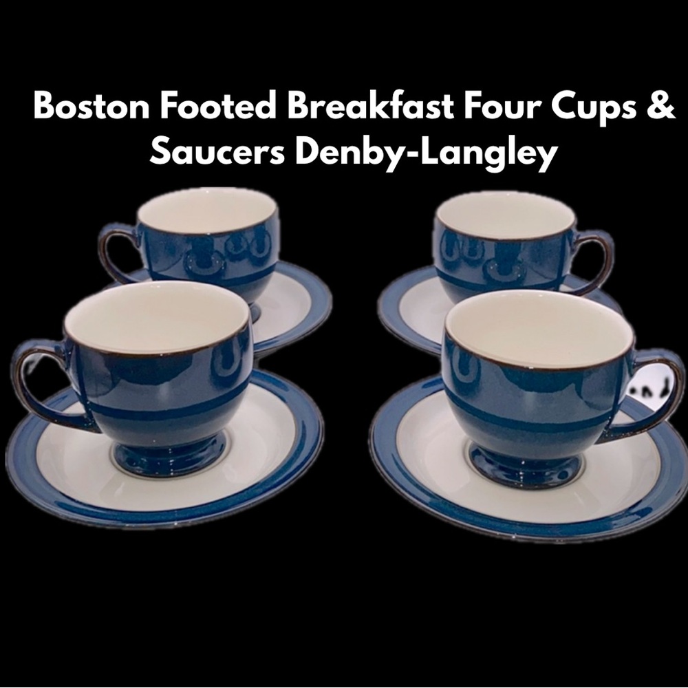 Boston Footed Breakfast Four Cups & Saucers
